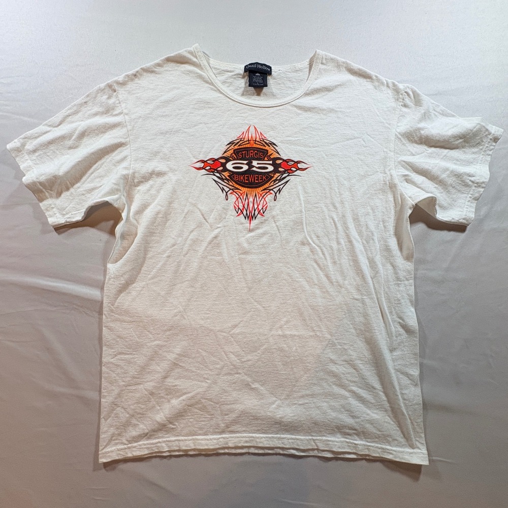 Quail Hollow Sturgis 65th Bike Week T Shirt Mens Large White Cotton Graphic Tee